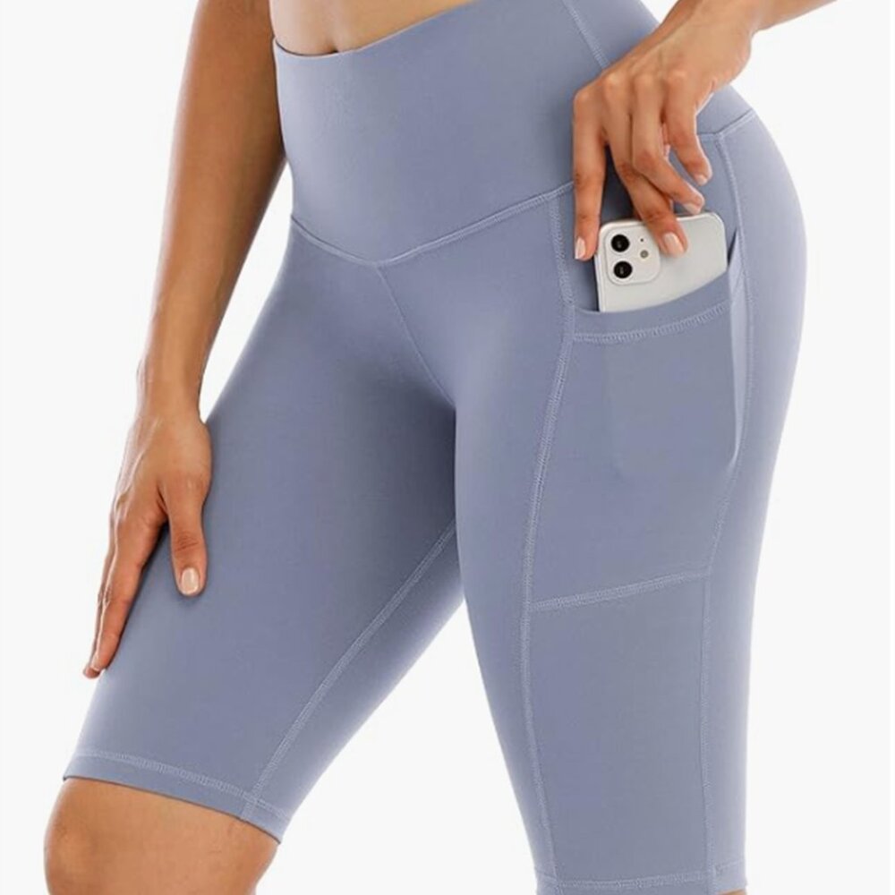 CHRLEISURE Biker Shorts with Pockets for Women High Waist, Tummy Control Workout